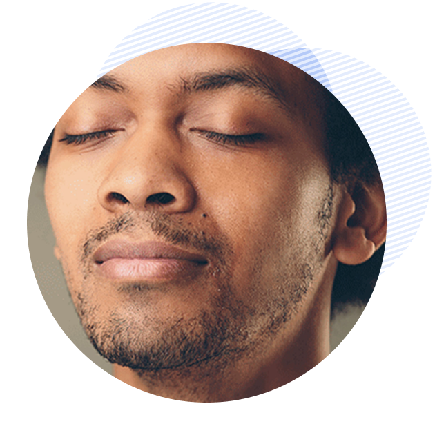 man with closed eyes