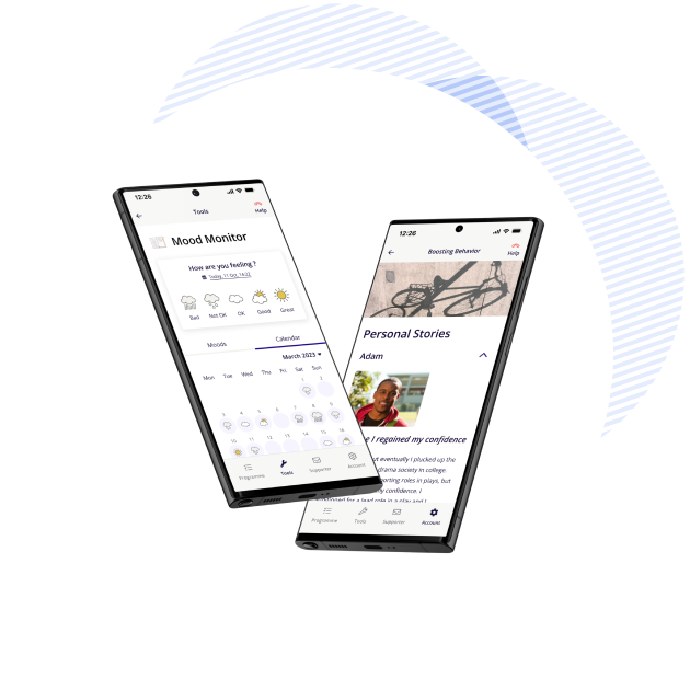 wellbeing online platform on a phone